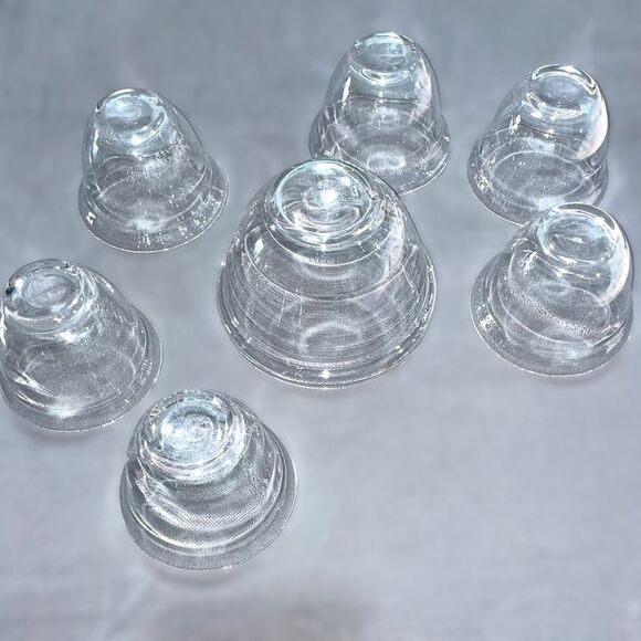 Vintage 50's Set of 6 Individual Glass Cups and Server Bowl - Picture 5 of 5